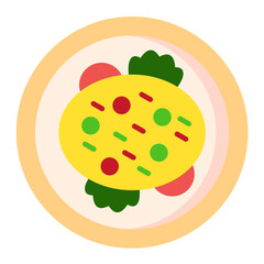 Sticker - Omelette Flat Multicolor Icon