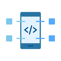 mobile coding flat multicolor icon