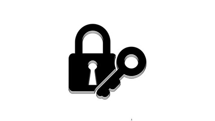 Poster - Black Lock and key icon isolated on white background. Padlock sign. Security, safety, protection, privacy concept. 4K Video motion graphic animation