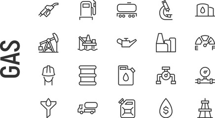 Sticker - Stroke vector gas line icons.