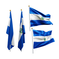 Wall Mural - 3d rendering central america el salvador flag fluttering and no fluttering