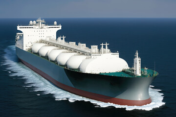 liquefied natural gas tanker ship in sea. generative ai