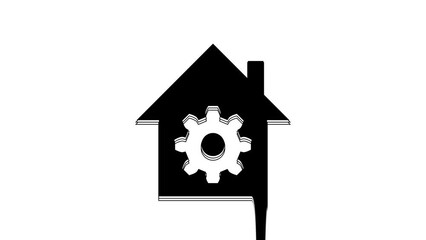 Poster - Black Smart home settings icon isolated on white background. Remote control. 4K Video motion graphic animation