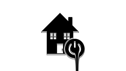 Poster - Black Smart home icon isolated on white background. Remote control. 4K Video motion graphic animation