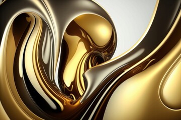 Wall Mural - Abstract gold and silver swirls.