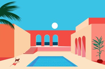 Poster - pool in the resort