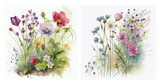 Fototapeta Sypialnia - Watercolour floral illustration set. Field flowers for elements collection. Nature.Generative ai
