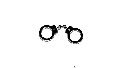 Sticker - Black Handcuffs icon isolated on white background. 4K Video motion graphic animation