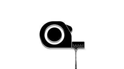 Poster - Black Roulette construction icon isolated on white background. Tape measure symbol. 4K Video motion graphic animation