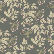 Seamless Pattern With Wild Plant. Herbal Textile.