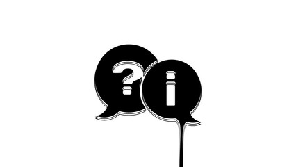 Sticker - Black Speech bubbles with Question and Exclamation icon isolated on white background. FAQ sign. Copy files, chat speech bubble and chart. 4K Video motion graphic animation