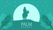 © margakarya - palm sunday background with jesus on donkey silhouette
