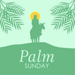 © margakarya - flat design of palm sunday banner template with jesus on donkey silhouette illustration