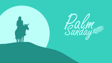 Palm Sunday Banner Template With Jesus On Donkey Silhouette