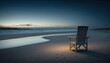 Chair on the beach at night. 4K Landscape