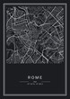 Black and white printable Rome city map, poster design, vector illistration.