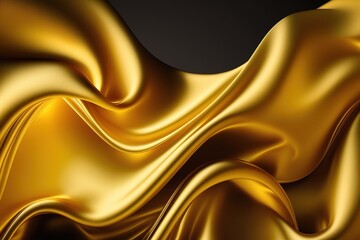 Abstract luxary gold background with silk waves. Generative AI.