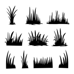 grass silhouettes set