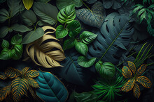 Plant And Leaves Background, Floral Tropical Pattern For Background