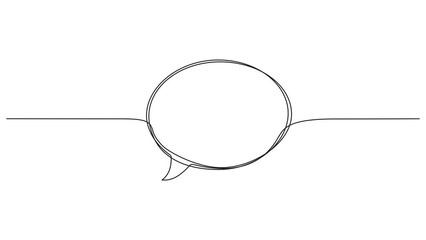 Wall Mural - animated continuous single line drawing of an empty speech bubble, line art animation