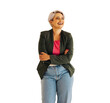 canvas print picture - Laughing business woman isolated on a transparent background