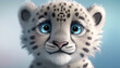 Baby snow leopard for kids. Generative AI.