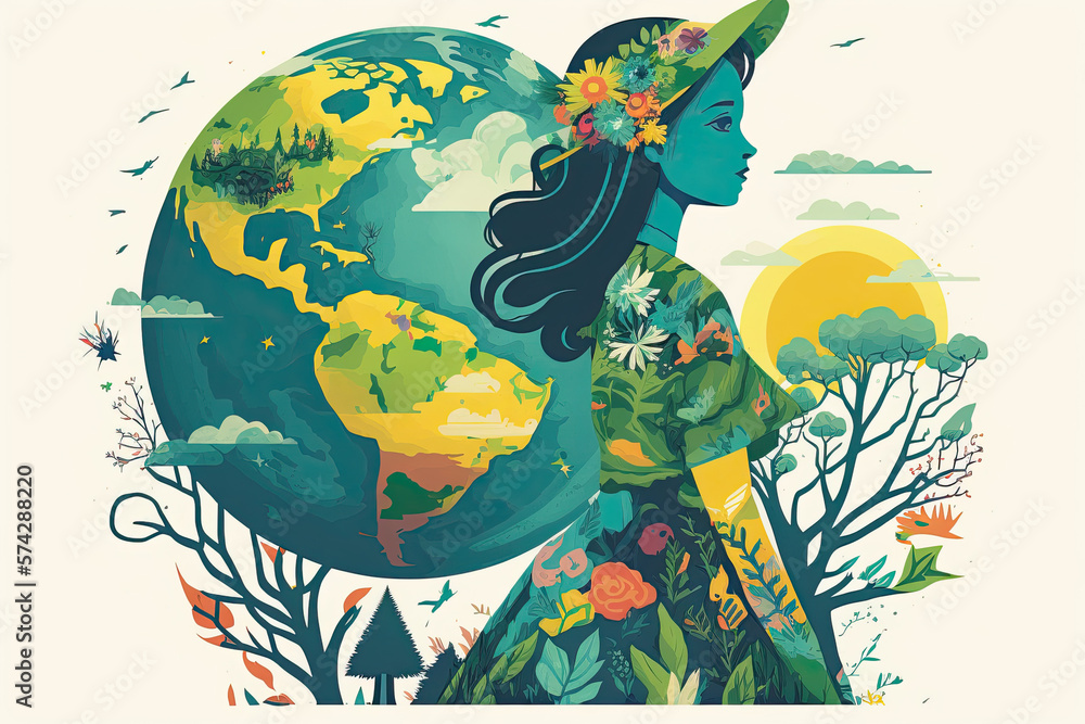 Generative AI. Poster for Mother Earth Day with the image of a ...