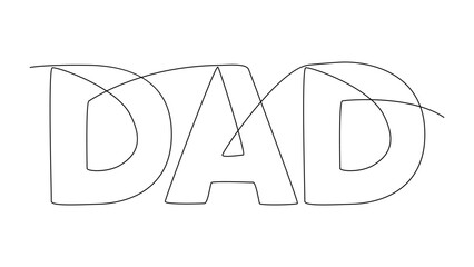 Wall Mural - One continuous line of Dad word. Thin Line Illustration vector concept. Contour Drawing Creative ideas.