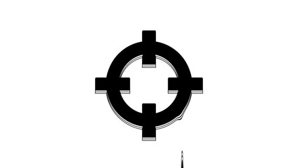 Canvas Print - Black Target sport for shooting competition icon isolated on white background. Clean target with numbers for shooting range or shooting. 4K Video motion graphic animation