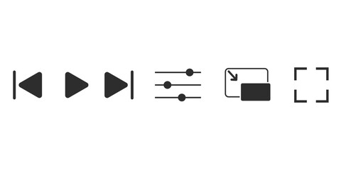 Wall Mural - set of media player icons on a white background.