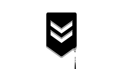 Poster - Black Chevron icon isolated on white background. Military badge sign. 4K Video motion graphic animation