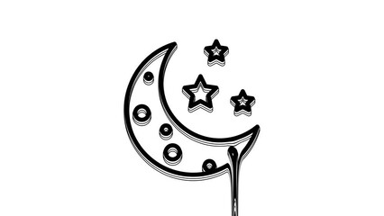 Poster - Black Moon and stars icon isolated on white background. 4K Video motion graphic animation