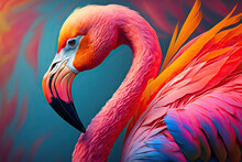 Beautiful Pink Flamingo On A Pink Background Ai Generative