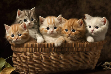 basket of cute baby cats. generative ai