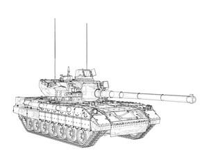 Wall Mural - Military Tank on white