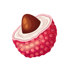 Sticker - lychee food cartoon vector illustration color sign