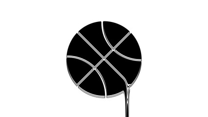 Sticker - Black Basketball ball icon isolated on white background. Sport symbol. 4K Video motion graphic animation