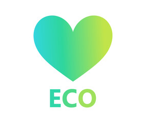 Wall Mural - eco heart icon in blue and green colors. protect oceans and environment symbol.