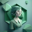 © Justlight - teacher with a soothing green wall behind her, radiating patience and wisdom digital character avatar AI generation.