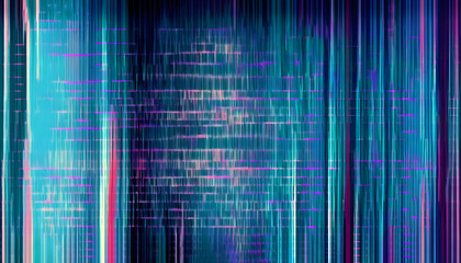 Technology background with abstract digital code motion. Abstract high-tech blue neon background for communication concept with digital flow in a matrix. Generative AI