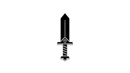 Wall Mural - Black Sword for game icon isolated on white background. 4K Video motion graphic animation