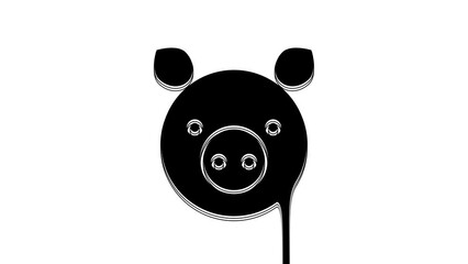 Canvas Print - Black Pig zodiac sign icon isolated on white background. Astrological horoscope collection. 4K Video motion graphic animation