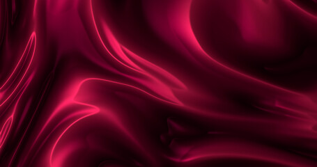 Wall Mural - 4k Amazing abstract maroon curved silk texture. 3d banner dark royal red color. Oil marble trendy dynamic art with glowing effect. Wavy fluid modern deluxe background. Passion lovely banner. Romantic