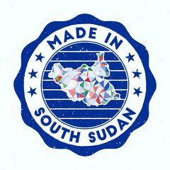 Wall Mural - Made In South Sudan. Country round stamp. Seal of South Sudan with border shape. Vintage badge with circular text and stars. Vector illustration.