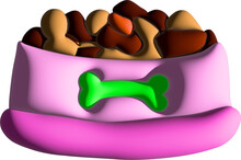 3d Pink Dog Food Bowl