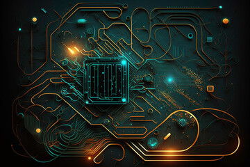 Circuit board technology composition background - Generative AI illustration