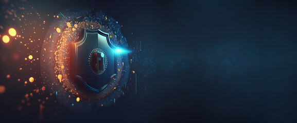 Data protection and cyber security on internet server network with secure login to protect privacy from attack. With Copy Space 