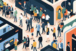 © The other house - Anonymous crowd of many business people walking in convention hall. Generative AI