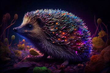Beautiful photo hedgehog, natural background. Generative AI technology.
