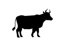 Bull Silhouette Vector Isolated On White Background